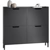 SoBuy Scarpiera Salvaspazio Slim Ingresso Mobile Portascarpe con 4 Ante a Ribalta Regolabili in Legno Armadio Scarpiera Alta e Stretta per Corridoio, 100x19x91 cm，Nero, FSR100-SCH