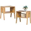 LIFEZEAL Set di 2 Comodini in Legno Massiccio di Bambù, Comò Impilabile, Tavolino Basso Laterale, Design Aperto, Moderno, per Salotto, Soggiorno, Camera da Letto, Peso Max 50 kg, 40x29x42 cm