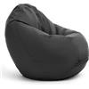 Bruni Classico L Grigio - Pouf Sacco XXL, Pouf Poltrona a forma di goccia per soggiorno e camere, Bean Bag interno ed esterno, fodera lavabile, puff per adulti, con imbottitura