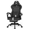 Ferghana Sedia Gaming Ergonomica - Supporto Lombare, Poggiatesta, Poggiapiedi, Altezza Regolabile, Girevole, Tessuto Lino Traspirante, Adatta anche come sedia ufficio, scrivania, PC(Nero-Bianco)