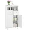 LIFEZEAL Mobile Bagno Salvaspazio, Bianco, Mobiletto Bagno da Terra, Pavimento, 56x30x108 cm, Moderno, con 2 Cassetti 2 Ante, Scomparto Aperto, Armadietto AutoPortante, Legno, per Soggiorno, Cucina