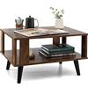 LIFEZEAL Tavolino da Salotto, Basso a 2 Ripiani, Tavolino da Caffè, da Divano, Scomparto Aperto, in Legno, Montaggio Semplice, Moderno, per Soggiorno, Max 70 kg, 70x50x41 cm, Marrone