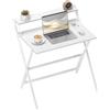 HOMCOM Scrivania Salvaspazio Pieghevole con Ripiano per Monitor, Tavolo per Computer Piccola e Richiudibile da Ufficio e Studio, in Acciaio, 81.5x62x86.5 cm, Bianco