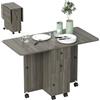 HOMCOM Tavolo da Pranzo Pieghevole, Tavolo Cucina a Ribalta con Ruote a Freno per 6 Persone, Scrivania Richiudibile con 2 Cassetti e Armadietto, per Soggiorno, 120x60x76.5 cm, Grigio