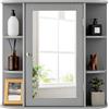 LIFEZEAL Armadietto a Specchio, Pensile a 1 Anta, per Bagno, 4 Ripiani e 6 Scomparti Aperti, Ripiani Interni Regolabili, Mobiletto da Parete, Salvaspazio, in Legno, 66x16,5x63 cm (grigio)