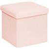 PINPLUS Pouf Cubo Contenitore in Tessuto Peluche, Puff Contenitore Pieghevole, Poggiapiedi Comodo per Camera, Salotto e Toeletta, 38x38x38 cm, Rosa