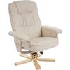 Mendler Poltrona Relax reclinabile Girevole M56 Ecopelle Senza poggiapiedi - Avorio