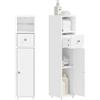 SoBuy Mobile Bagno Salvaspazio 20cm, Mobiletto Bagno Stretto con Porta Carta Igienica e Cassetto, Armadietto Bianco a Terra per Piccoli Spazi, Cassettiera Sottile per WC e Lavabo BZR219-W
