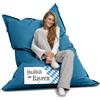 Bruni Pouf gigante Caree in blu - Pouf rettangolare XXL con imbottitura da 140 x 180 cm e 400 l, Bean bag con fodera interna, sacco reclinabile, fodera rimovibile, per interni ed esterni, dalla