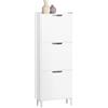 SoBuy Scarpiera Salvaspazio Slim da Ingresso Mobile Portascarpe con 3 Ante a Ribalta Regolabili in Legno Armadio Scarpiera Alta e Stretta per Corridoio, 50x19x129 cm，Bianco, FSR151-H-W