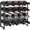 HOMCOM Portabottiglie Vino a 4 Livelli a Onda Impilabili per 16 Bottiglie, Cantinetta Portabottiglie Metallo per Cucina, Bar, Dispensa e Cantina, 42.5x16.5x41 cm Nero