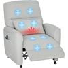HOMCOM Poltrona Relax Elettrica Massaggiante e Riscaldante, Silenziosa, Poltrona Reclinabile 150° in Ciniglia con Cuscino, Funzione Memory, 2 Telecomandi, Poggiapiedi, USB per Soggiorno, Grigio Chiaro