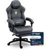 Dowinx Sedia da gaming, ergonomica, con cuscino lombare, poggiatesta regolabile in altezza, cuscino ispessito, poggiapiedi allungabile, braccioli regolabili, velluto in microfibra