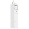 SoBuy Mobile Bagno Salvaspazio 20cm, Mobiletto Bagno Stretto con Porta Carta Igienica e Cassetto, Armadietto Bianco a Terra per Piccoli Spazi, Cassettiera Sottile per WC e Lavabo BZR219-W