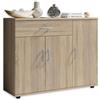 Stella Trading Lilly-Cassettiera in Rovere Sonoma, Moderna credenza con Ampio Spazio per Il Vostro Salotto, Legno, 90 x 70 x 30 cm