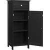 LIFEZEAL Mobiletto Bagno Salvaspazio, Mobiletto Multiuso in Legno 35,5 x 30,5 x 88cm, Mobile Bagno con Cassetto e 1 Porta, Armadietto da Terra con Ripiani Regolabile per Cucina e Soggiorno, Nero