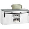 SoBuy Scarpiera con seduta Panca con vano contenitore scarpiera con ante scorrevoli Bianco 90x35x46cm FSR133-K-W