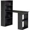 HOMCOM Scrivania PC in Legno con 6 Ripiani Portaoggetti Laterali, 120x55x120 cm, Nero