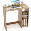 LIFEZEAL Scrivania Ufficio, Scrivania per Computer, con 2 Ripiani, Salvaspazio, Moderno, Scrittoio, Postazione di Lavoro, Tavolo Porta PC, in Legno, 80x40x74cm, Montaggio Facile, Max 130kg (naturale)