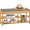 SoBuy Cassapanca scarpiera in bambù 90x30x45cm per ingresso