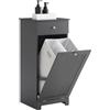 SoBuy Mobiletto Bagno Salvaspazio con Cassetto e Cesto Portabiancheria | 40x38x90cm Armadietto Stretto Verticale per Bagno Piccolo o Lavanderia Mobile Bagno in MDF Grigio, BZR21-II-DG