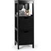 LIFEZEAL Mobiletto Bagno Salvaspazio, Scaffale Multiuso con 2 cassetti, Mobile Bagno in Legno 30x30x89cm, Armadietto da Terra per Cucina e Soggiorno (nero 1)
