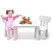 LIFEZEAL Set Tavolo e Sedie per Bambini 1-7 Anni (bianco) | Tavolino Multiattivita in Plastica Rettangolare, Sedie per Bambini Piccoli con Schienale con Capacità di 50 kg