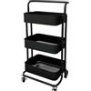 EMPOTEC Carrello con 4 Ruote in Metallo 3 Ripiani per Cucina Bagno Multiuso Detersivi Porta Vivande Biancheria Robusto Resistenza Facile da Pulire 79x43x35cm (Nero)