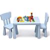 LIFEZEAL Set Tavolo e Sedie per Bambini 1-7 Anni (blu) | Tavolino Multiattivita in Plastica Rettangolare, Sedie per Bambini Piccoli con Schienale con Capacità di 50 kg