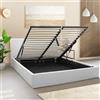 OnNuvo Letto Contenitore Matrimoniale 160x190 cm Imbottito LONDON, Vano Sotto Letto 23 cm, Sollevamento Idraulico, Montaggio Semplice, Con DOGHE ANTIRUMORE in Faggio Naturale, Brand Italiano, Bianco