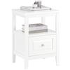 SoBuy Comodino letto con 1 cassetto e un scomparto aperto Tavolino da salotto o soggiorno Tavolino telefono Bianco 45x35x60cm FBT131-W