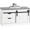 SoBuy Panca scarpiera con ante scorrevoli 80x30x49cm per ingresso | Scarpiera da ingresso con sedile, 2 cassetti e 2 ripiani, truciolare, carico 227kg FSR153-W