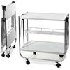 EMPOTEC Carrello con 4 Ruote Struttura in Metallo Cromato Richiudibile Salvaspazio con 2 Ripiani 1 Cestello Porta Vivande Attrezzi Cucina Ufficio Bagno Pieghevole 70x68x40cm