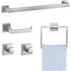 VEVOR Set di Portasciugamani da Bagno in Nichel Spazzolato 5 pezzi con Barra Portasciugamani Lunghezza 598mm in Acciaio Inox 2 Ganci Porta Carta Igienica, per Bagno, Montaggio a Parete