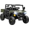 AIYAPLAY Macchina Elettrica per Bambini UTV 12V Fuoristrada Auto per Bambini con Bagagliaio, 2 Motori, Cintura 3 Punti, Telecomando, Sospensioni, USB, Musica, Luci, 1.8-3.7 km/h, 3-8 Anni, Verde