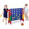 HOMASIS 3 in 1 Gioco di Fila Grande, Forza 4 Gigante con 42 Anelli, Gioco da Basket con Canestro e Lancio, Gioco da Tavolo XXL per Bambini e Adulti all'Aperto, Mega 4 in Linea per Feste (Rosso)
