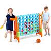 HOMASIS 3 in 1 Gioco di Fila Grande, Forza 4 Gigante con 42 Anelli, Gioco da Basket con Canestro e Lancio, Gioco da Tavolo XXL per Bambini e Adulti all'Aperto, Mega 4 in Linea per Feste (Arancione)