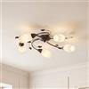 Lindby Romantica Plafoniera Led Soffitto, Lampadario Soggiorno Design Floreale Camera Da Letto Stile Antico Lampada 5 Luci E14 Decoro Foglie e Fiori Metallo Nero Oro