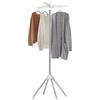 SONGMICS Stendibiancheria Verticale Salvaspazio, Stendino da Terra, 3 Bracci Girevoli, 4 Gambe, per Uso Interno, Acciaio Inossidabile, per fino a 27 Capi, Altezza 150 cm, Bianco e Argento LLR510W01