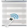 STORESDECO Tenda motorizzata Giorno e Notte Plus, Tenda a rullo a doppio velo con motore e comando. Tende motorizzate automatiche con batteria. Finiture in alluminio premium STORESDECO | Grigio Pietra,100 x250cm