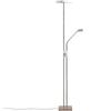 Lindby Piantana LED da Terra 180 cm con Braccio Lettura, Lampada Soggiorno Nichel Satinato 15W+3W 1875 lm 3000K Dimmer Integrato Salotto Camera Letto