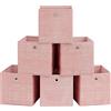 SONGMICS Scatole Portaoggetti, Set di 6 Contenitori in Tessuto Non Tessuto con Manico, 30 x 30 x 30 cm, Unità di Organizzazione, per Scaffale, Pieghevoli, Porta Abiti, Rosa Gelatina RFB006R01