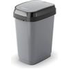 Kis Dual Swing Bin L - Pattumiera Basculante Per Sacchetto Da 50 Lt, Doppia Opzione Di Apertura - 30,5X42X60H Grigio
