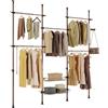 SoBuy Telescopic Appendiabiti da Terra, Robusto Stand Appendiabiti con Aste e Ripiani, Armadio Aperto Regolabile per Camera da Letto, Porta Abiti Marrone KLS04-II-BR