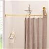 Mirooyu Asta per tenda da doccia a forma di L, asta curva per tenda da doccia, 62-122 cm x 62-122 cm, asta telescopica per vasca da bagno, in acciaio inox, con 12 ganci ad anello e supporto a soffitto (oro)