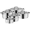 WMF Compact Cuisine - Set di pentole a induzione, 5 pezzi, con coperchio in vetro, in acciaio inox cromato lucidato, set di pentole a induzione non rivestite, scala interna