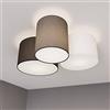 Lindby Plafoniera in Tessuto Rotonda, 3 Luci Paralumi Cilindri Ø32 28 20 Cm Grigio Bianco Marrone 3x E27 Max. 60w Lampadario Cucina Soggiorno Sala Da Pranzo Lampada Camera da Letto Multicolore