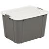 BranQ Home essential, Grande scatola portaoggetti resistente da 30 litri, con coperchio bloccato a clip, in plastica senza BPA, impilabile, ideale per garage e casa, 44,7 x 34 x 29,3 cm (lunghezza x
