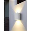 TEKHOME Applique da Esterno 2xGU10 IP65 - Lampada da Parete Impermeabile in Alluminio Verniciato, Luce su e giù, Design Moderno, Senza Lampadina ES55 (BIANCO)