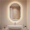 LIFEZEAL Specchio LED Bagno, specchio da parete con 3 colori di luce dimmerabili, funzione memoria e anti-appannamento, specchio cosmetico per bagno, corridoio